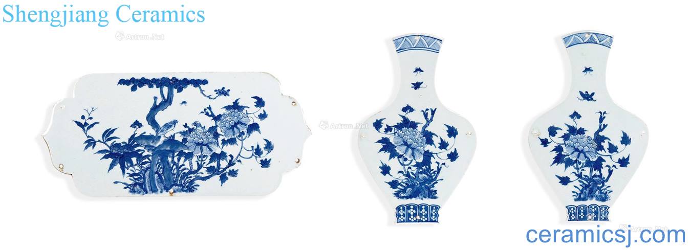 qing Blue and white flower on grain ceramics (three)