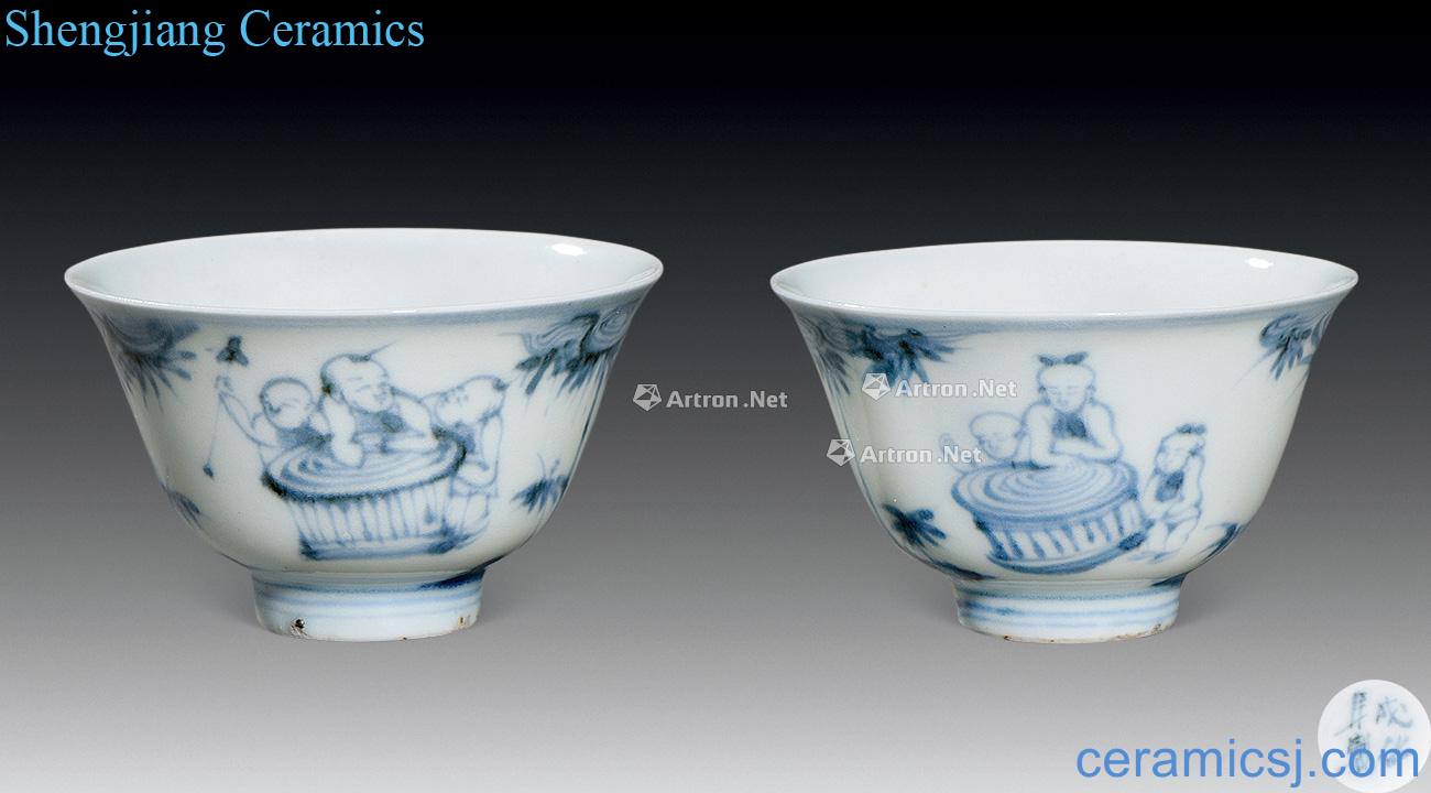 Qing dynasty blue-and-white YingXiWen cup (a)