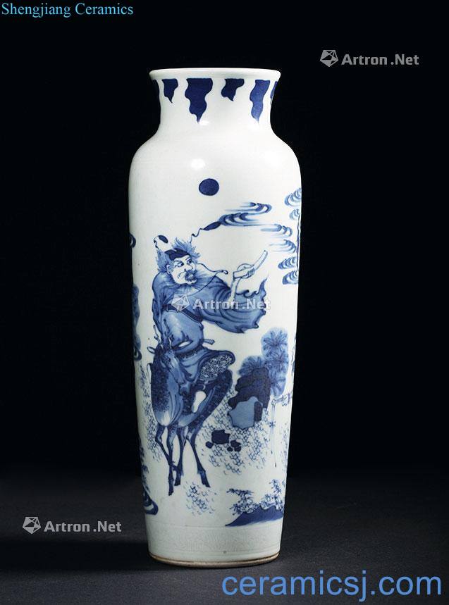 Ming chongzhen kuixing point bucket stories of blue and white barrel of bottle