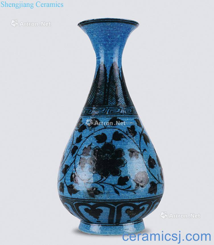 Ming Peacock blue glaze okho spring flowers wrapped branches
