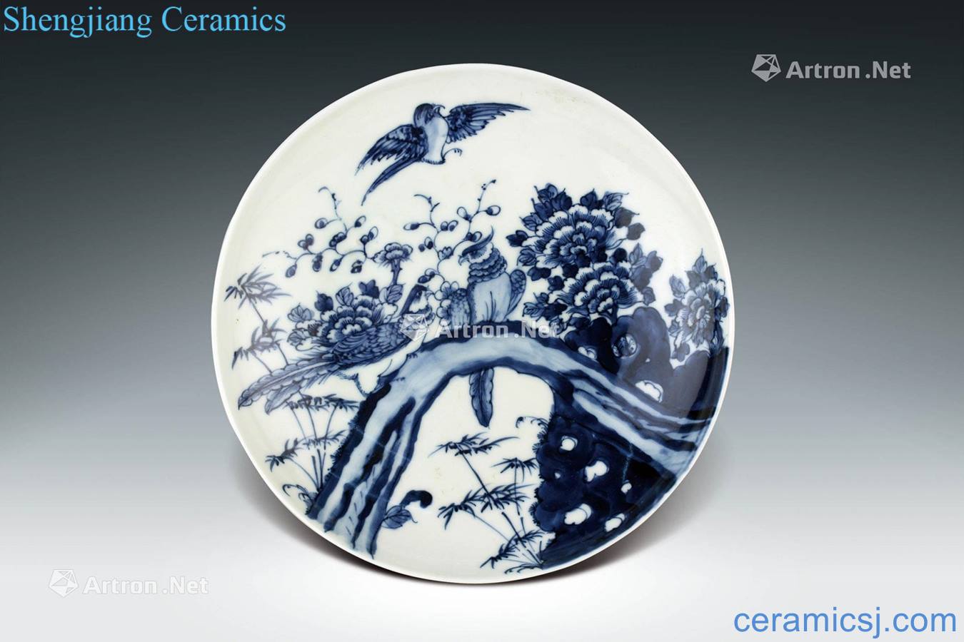 qing Blue and white flower on the tray