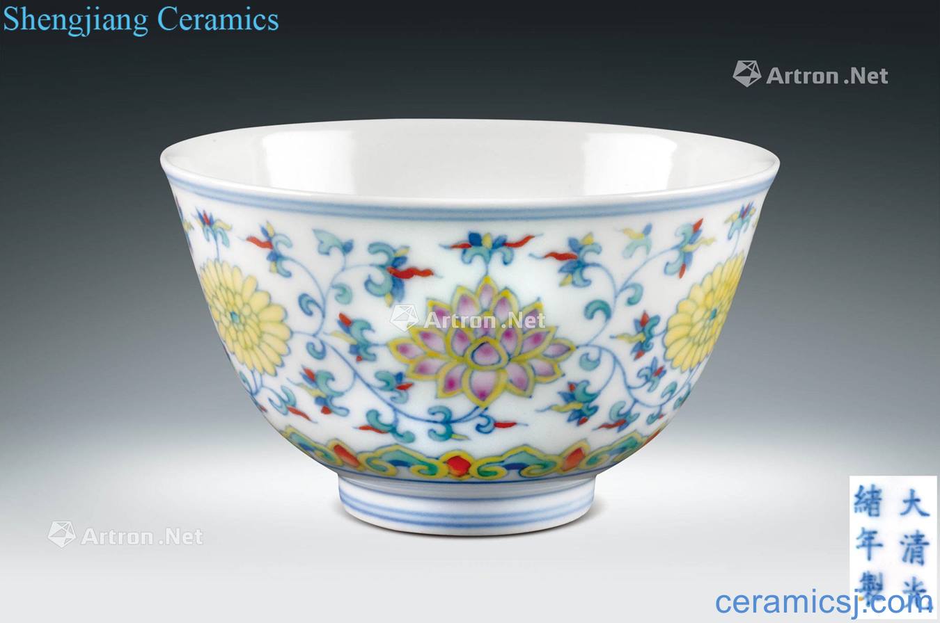 Dou colors reign of qing emperor guangxu branch lines cup flowers