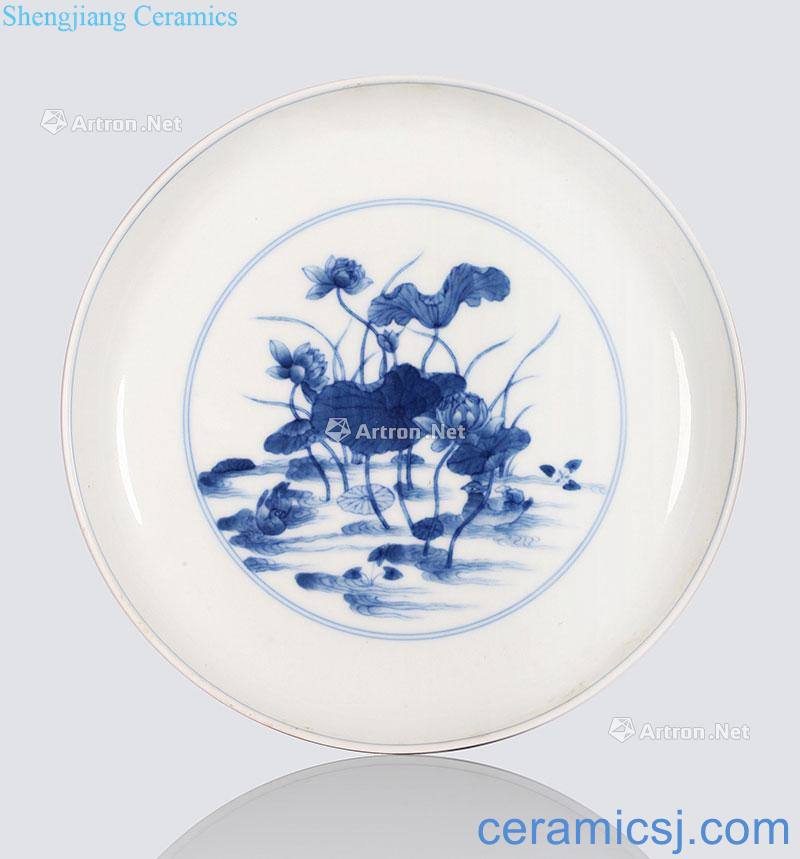 Qing yongzheng blue lotus pattern plate