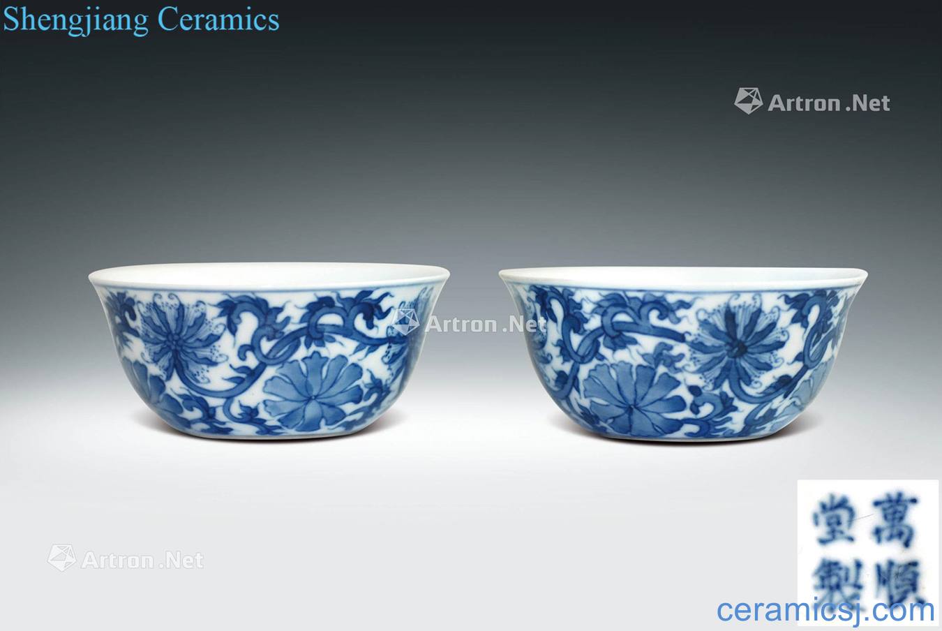 Qing dynasty blue and white flower pattern for cup