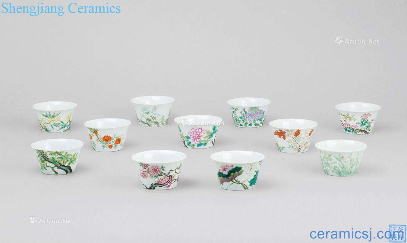 Qing qianlong pastel flora cup group (11 a)