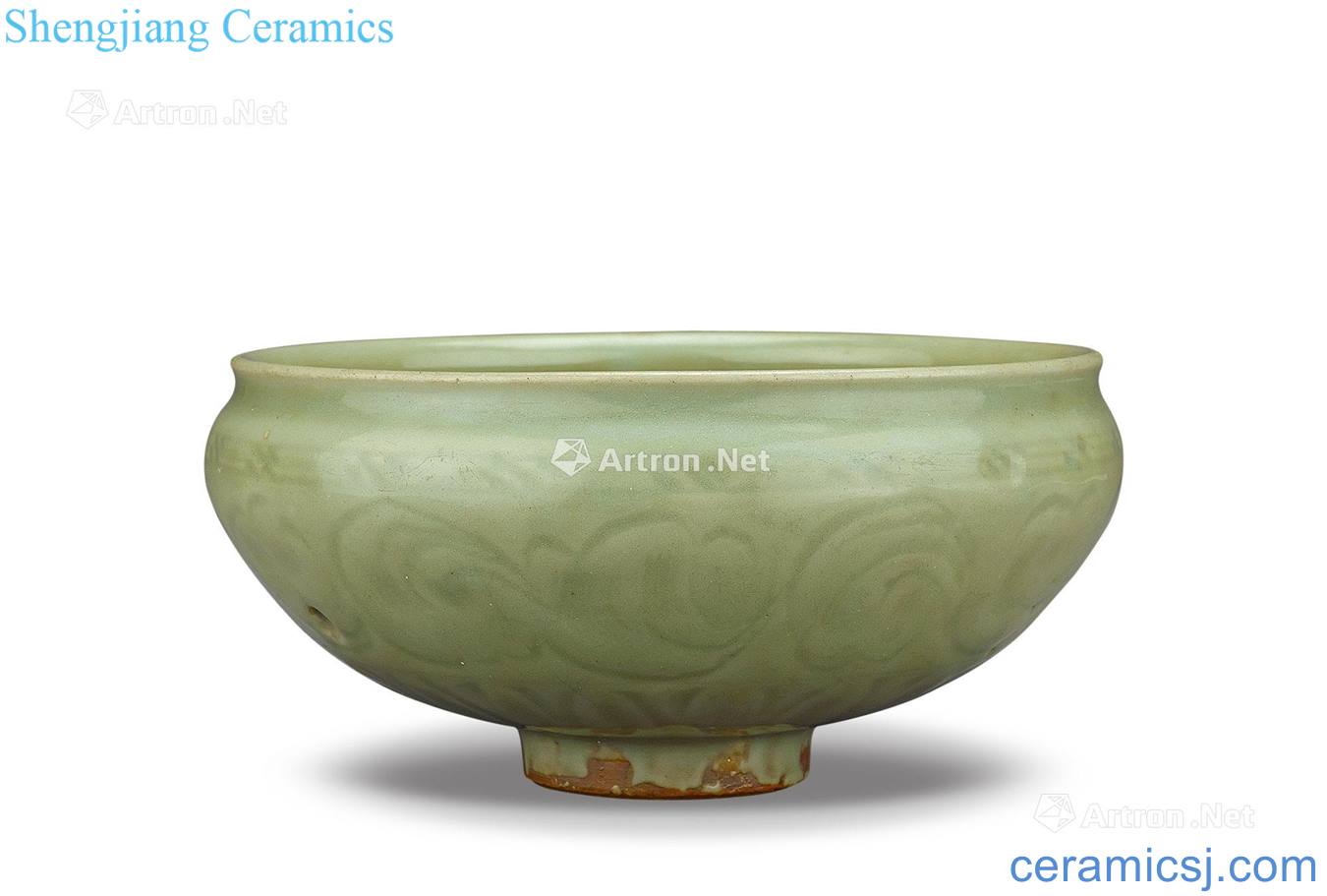 Ming Longquan celadon flower pattern inside and outside water bowls