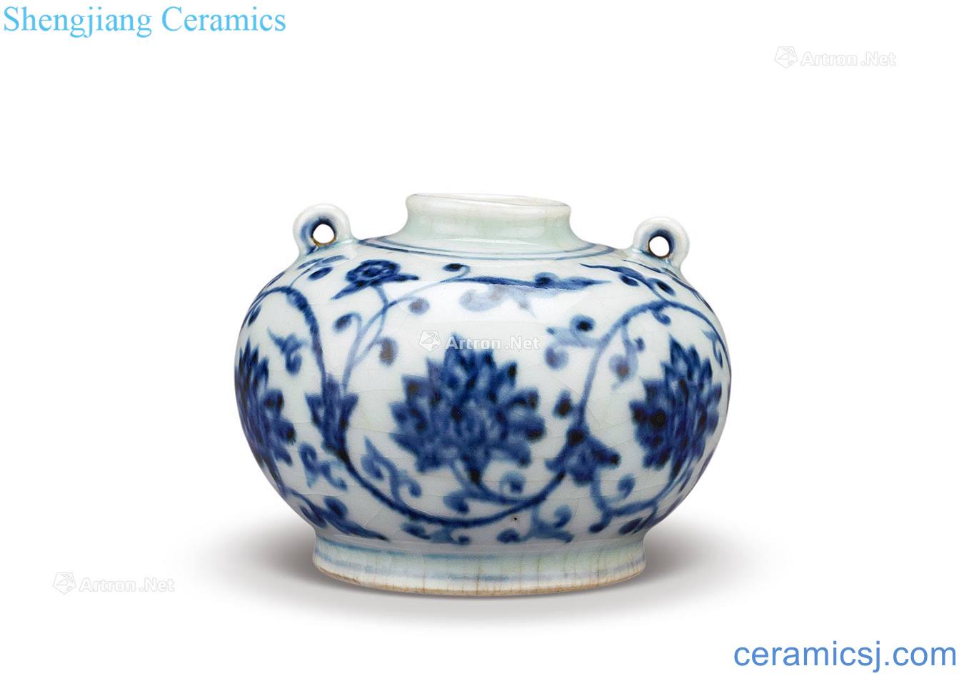 Ming yongle Blue and white lotus flower grain double is a small tank