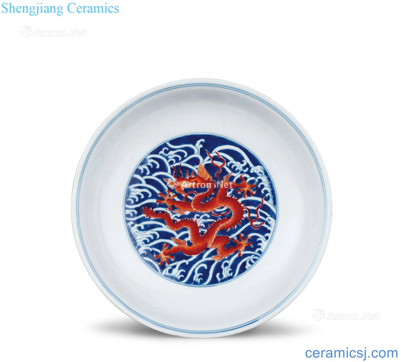 Qing qianlong vanadium blue sea red tray (a)