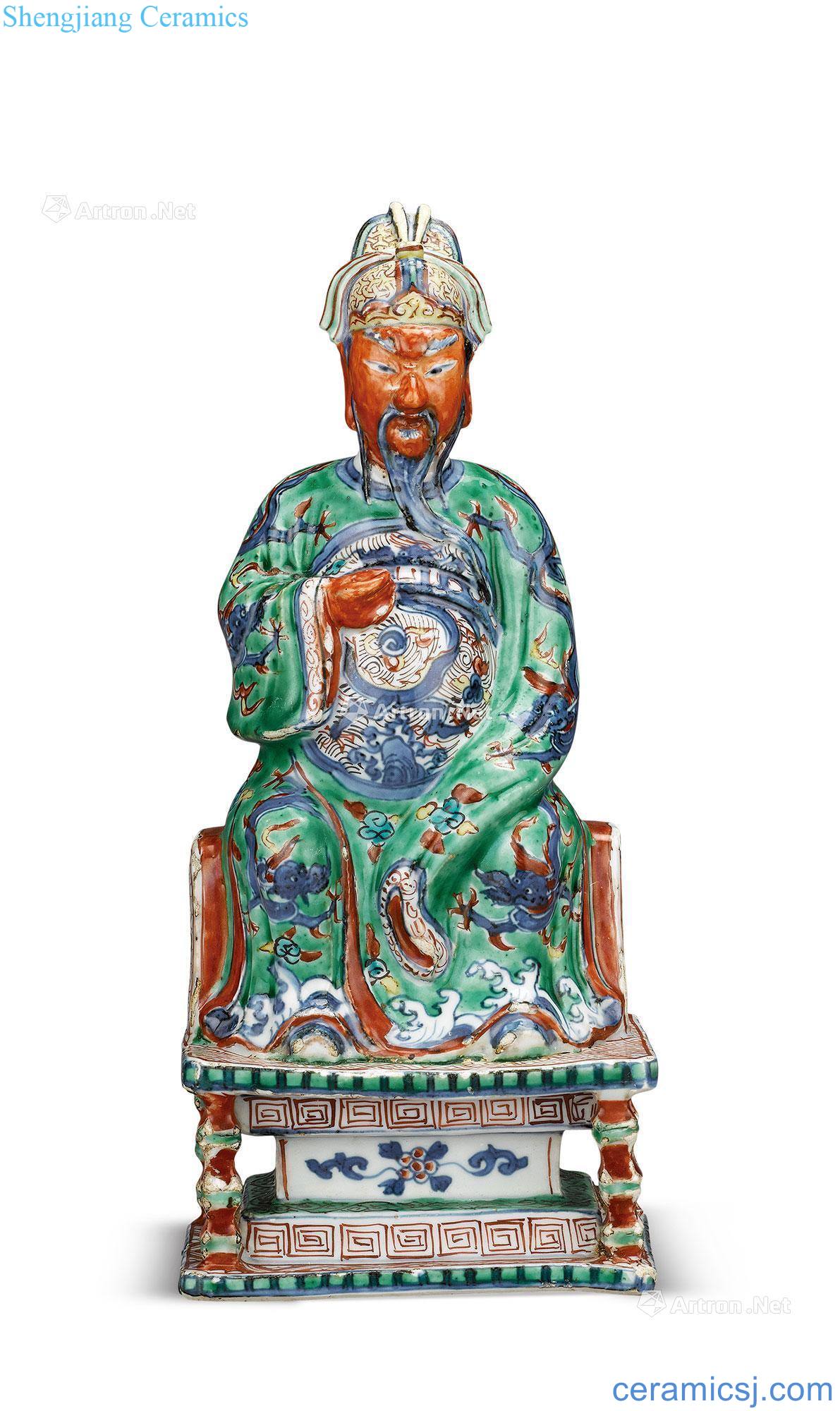 Ming Blue and white duke guan's statue