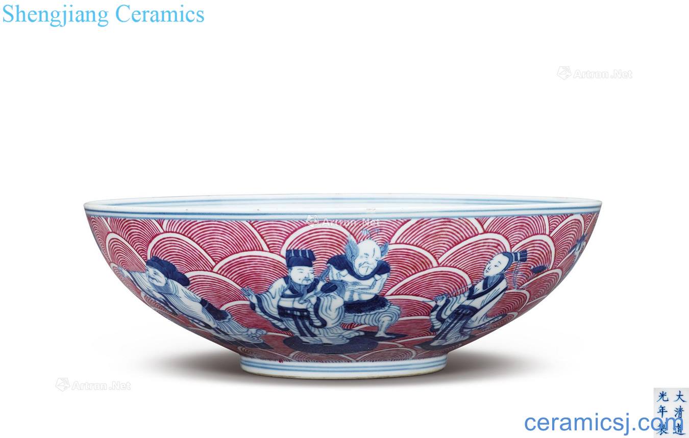 Qing dynasty blue-and-white carmine ensemble bowl