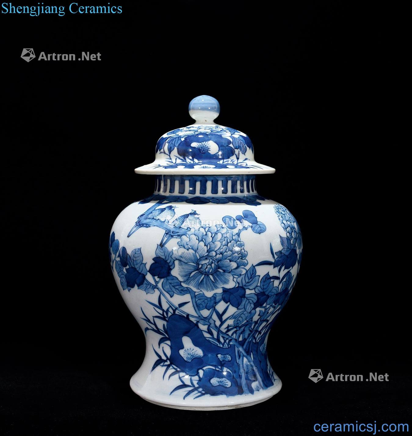 qing Blue and white flower on grain general tank
