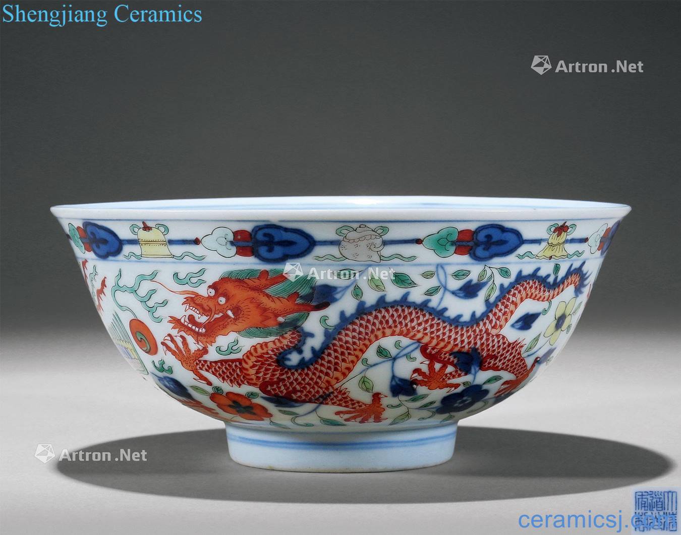 Qing daoguang Colorful longfeng bowl