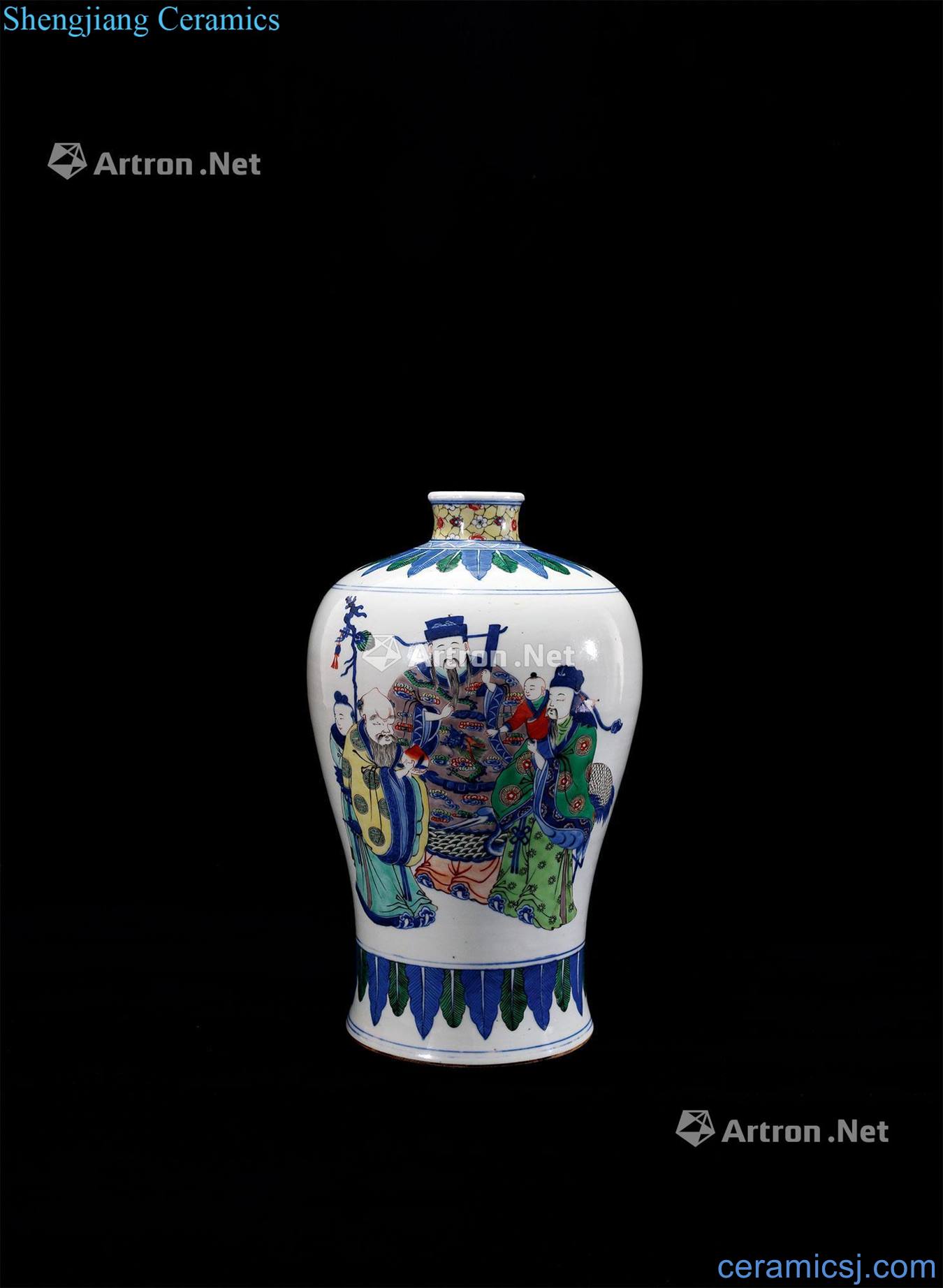 Qing dynasty blue and white color cast of fairy grain mei bottle
