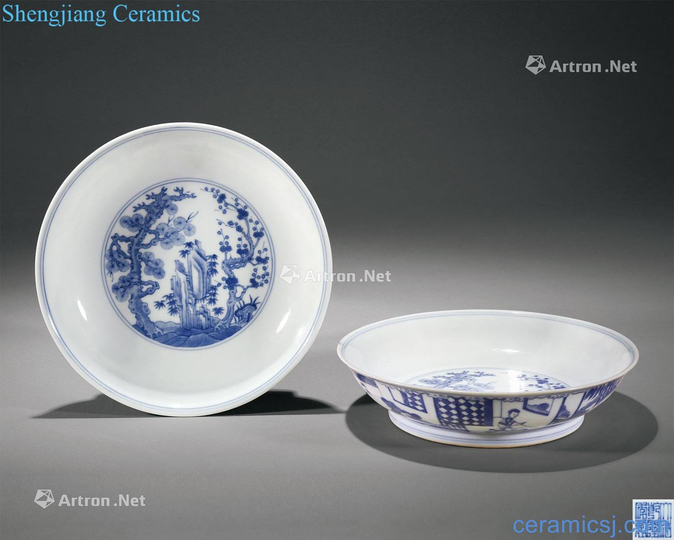 However, qing qianlong blue courtyard tray (a)