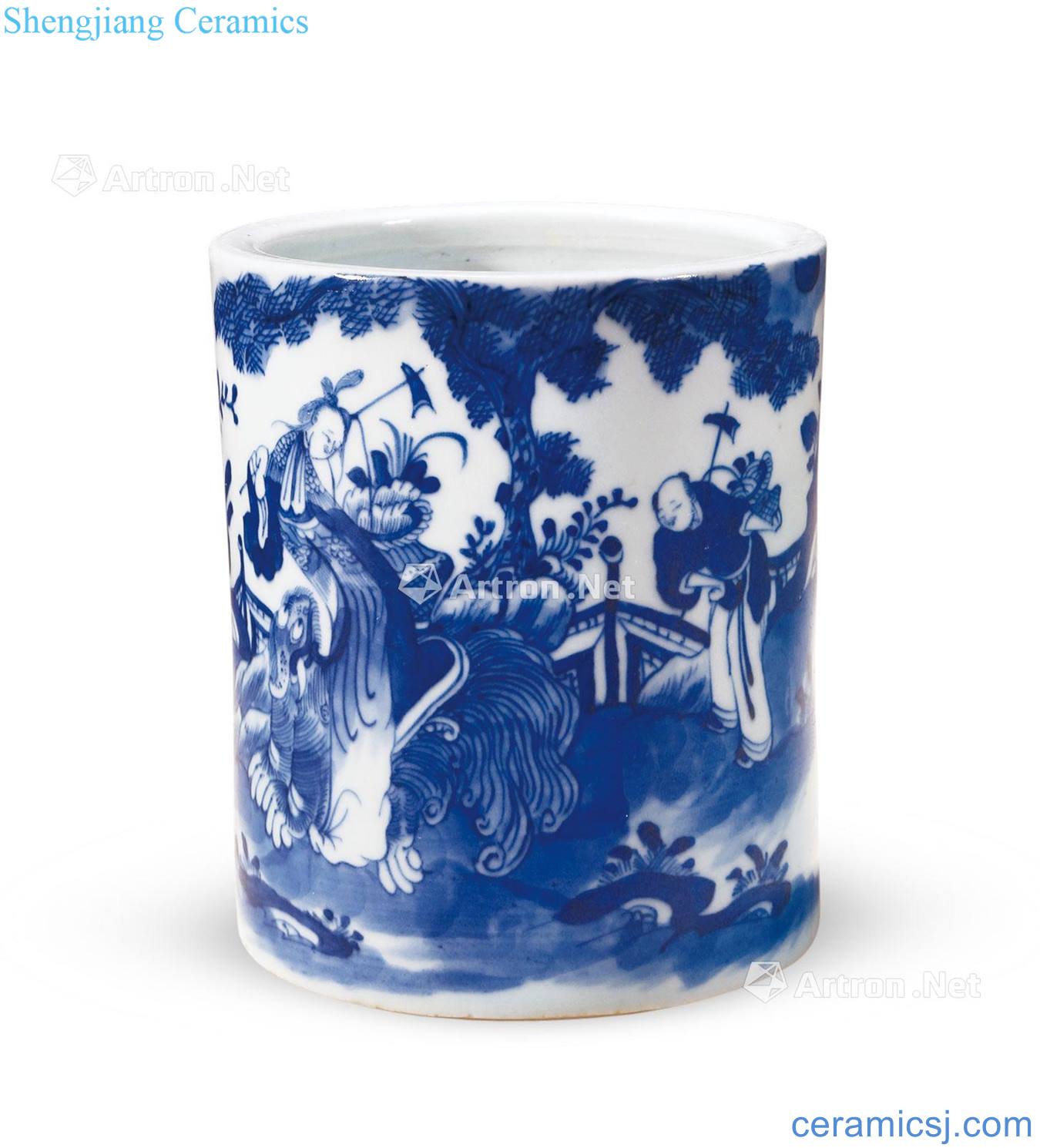 Qing guangxu Blue and white had pen container