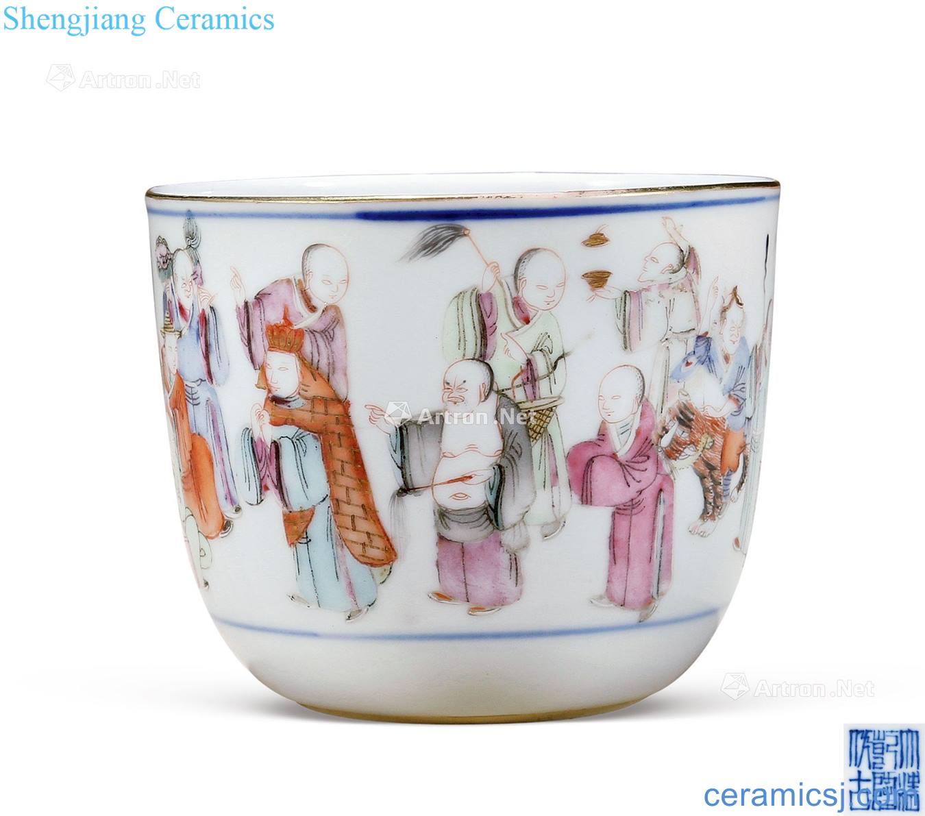 Pastel reign of qing emperor guangxu 18 Luo Hanwen cup