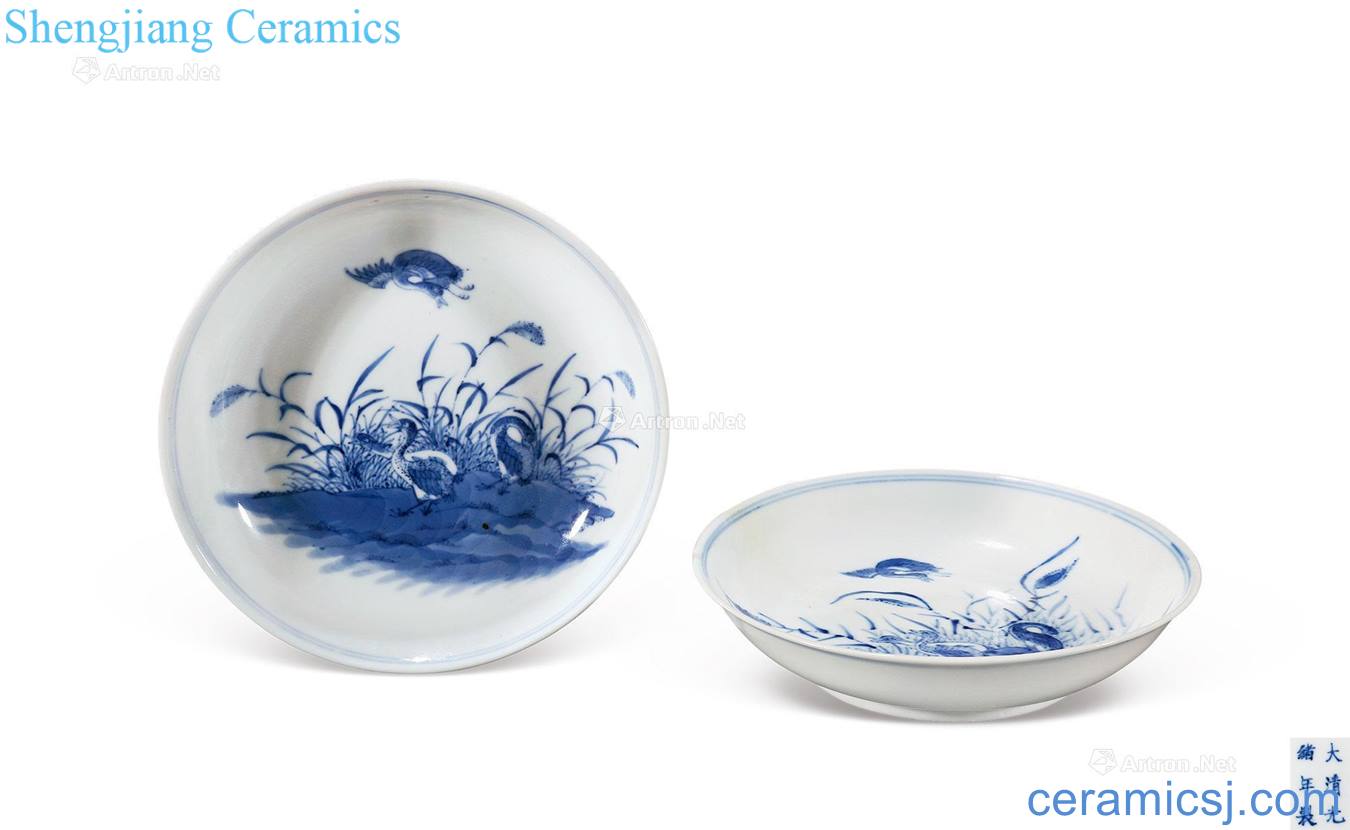 Qing guangxu Blue and white LuYanWen plate (a)
