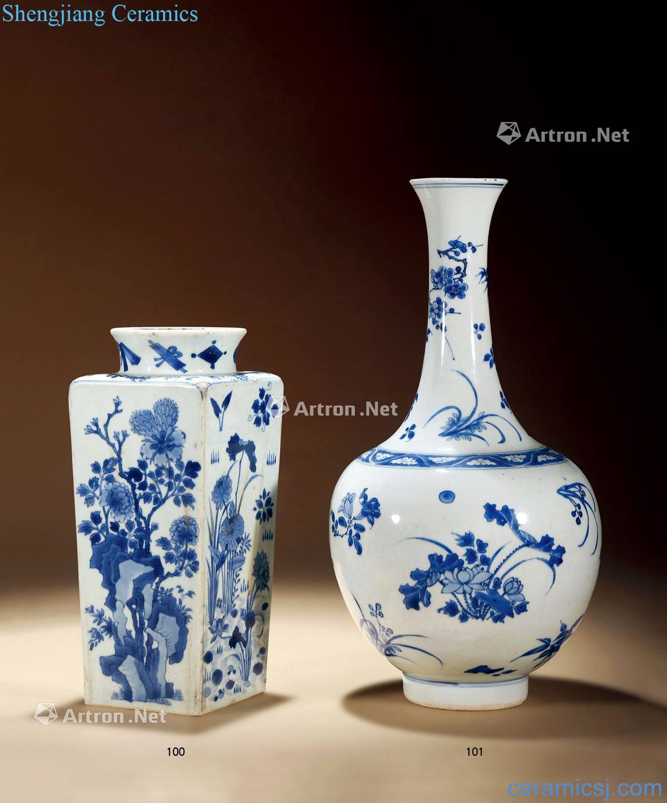 The qing emperor kangxi Blue and white four seasons flower grain bottle nature round place