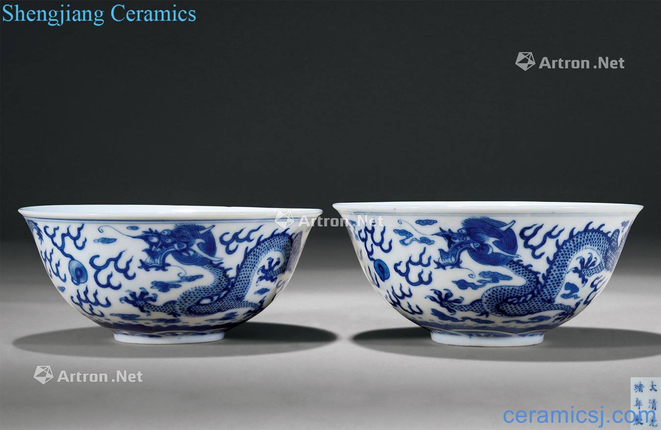 Qing guangxu Blue and white YunLongWen bowl (a)