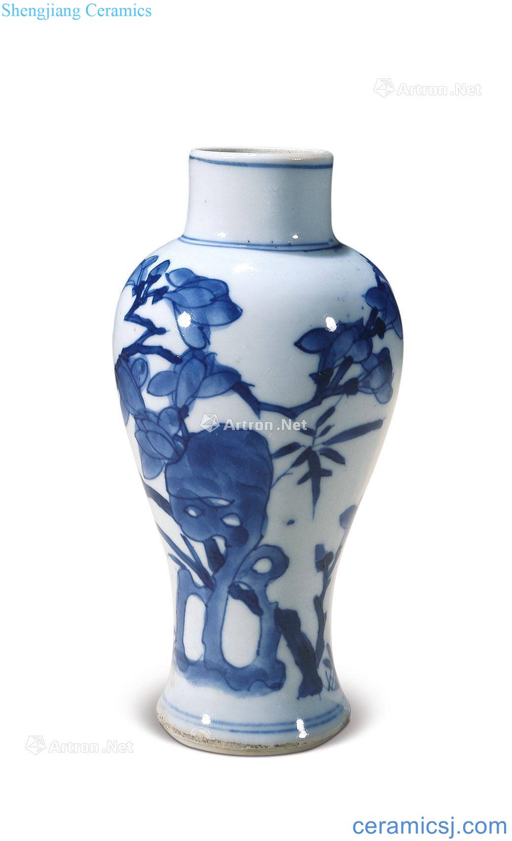 The qing emperor kangxi Blue and white yulan flower grain bottle