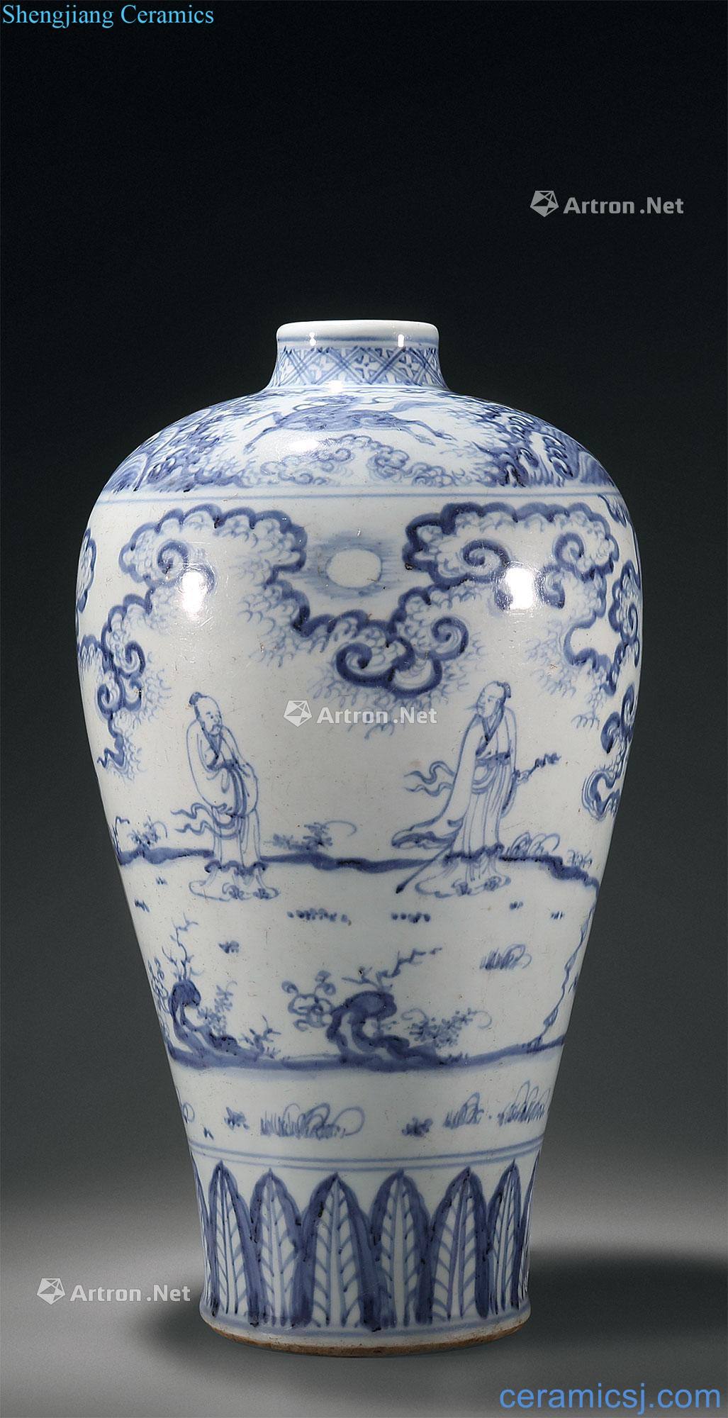 Ming blank period Blue and white Gao Shiwen mei bottles