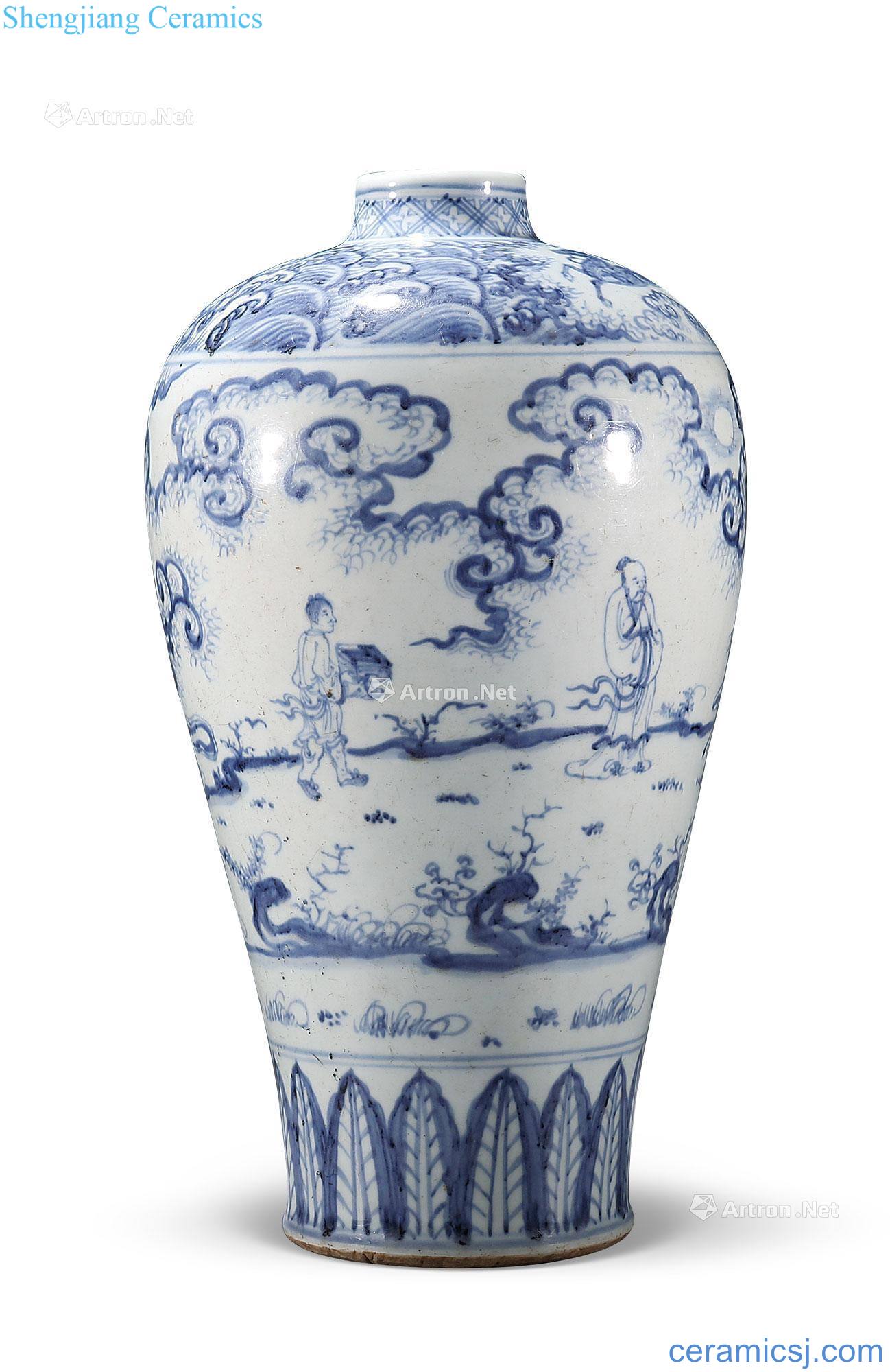Ming blank period Blue and white Gao Shiwen mei bottles