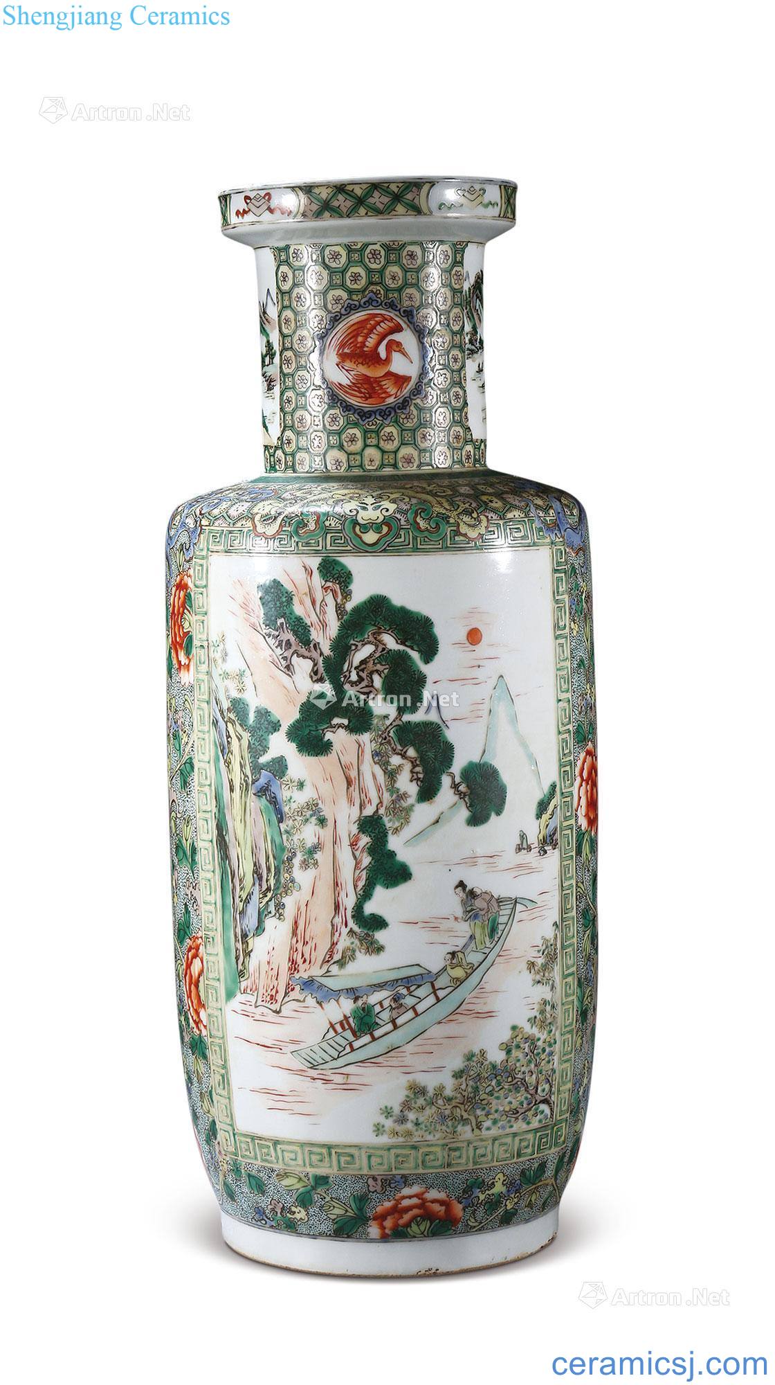 Qing guangxu Colorful medallion and grain were bottles