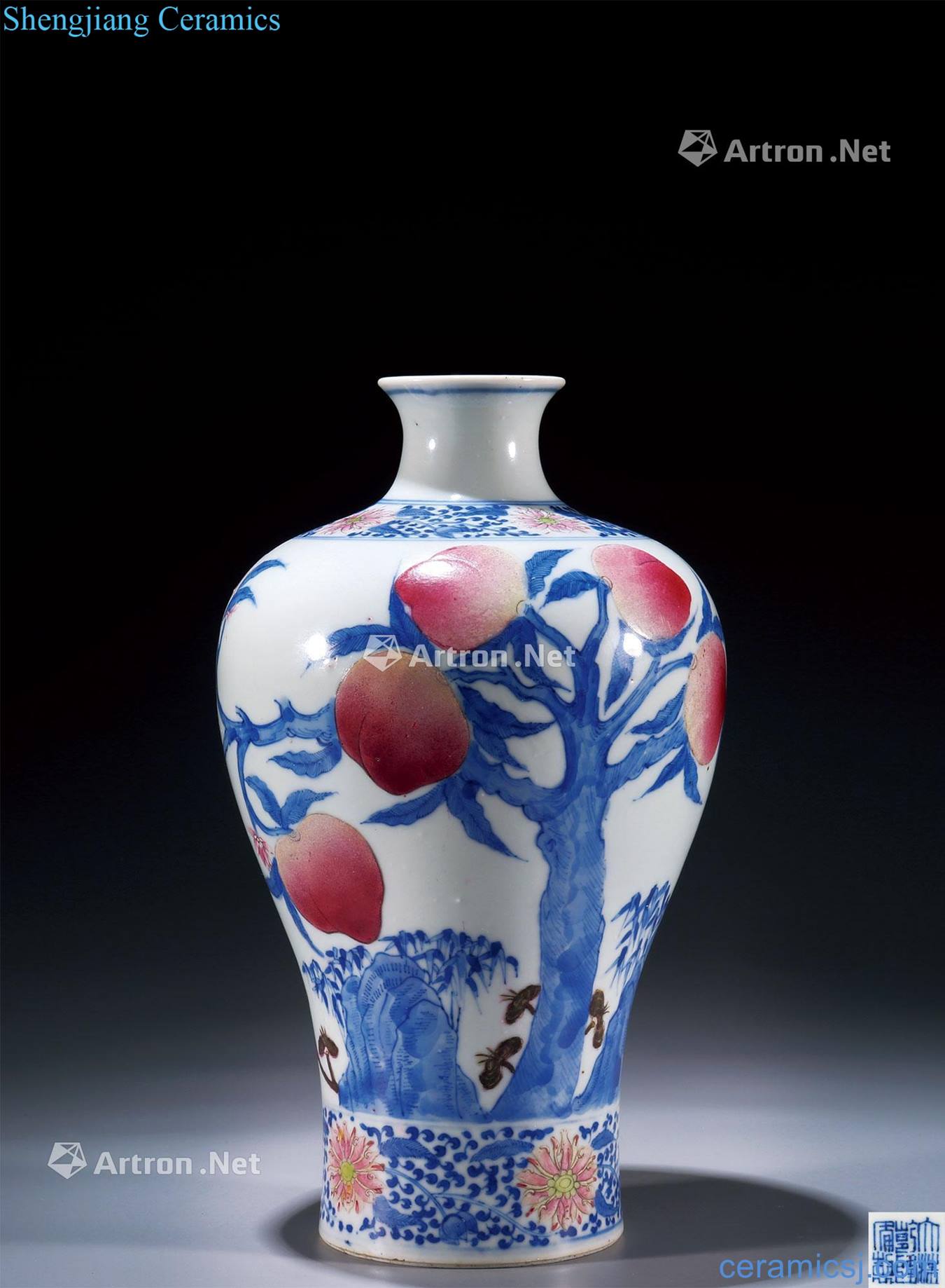 Qing guangxu Blue and white color live grain mei bottle