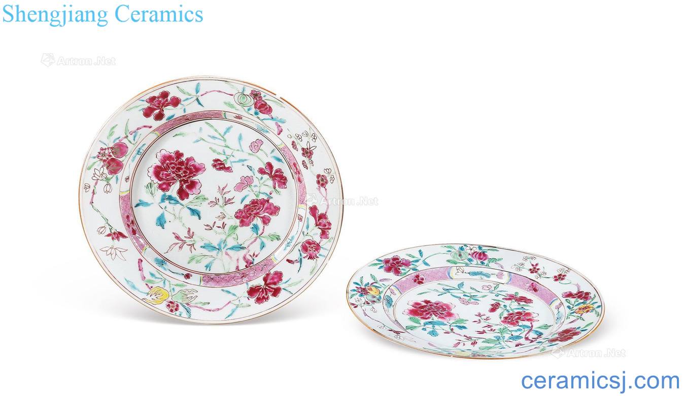 Qing yongzheng pastel flowers tray (a)