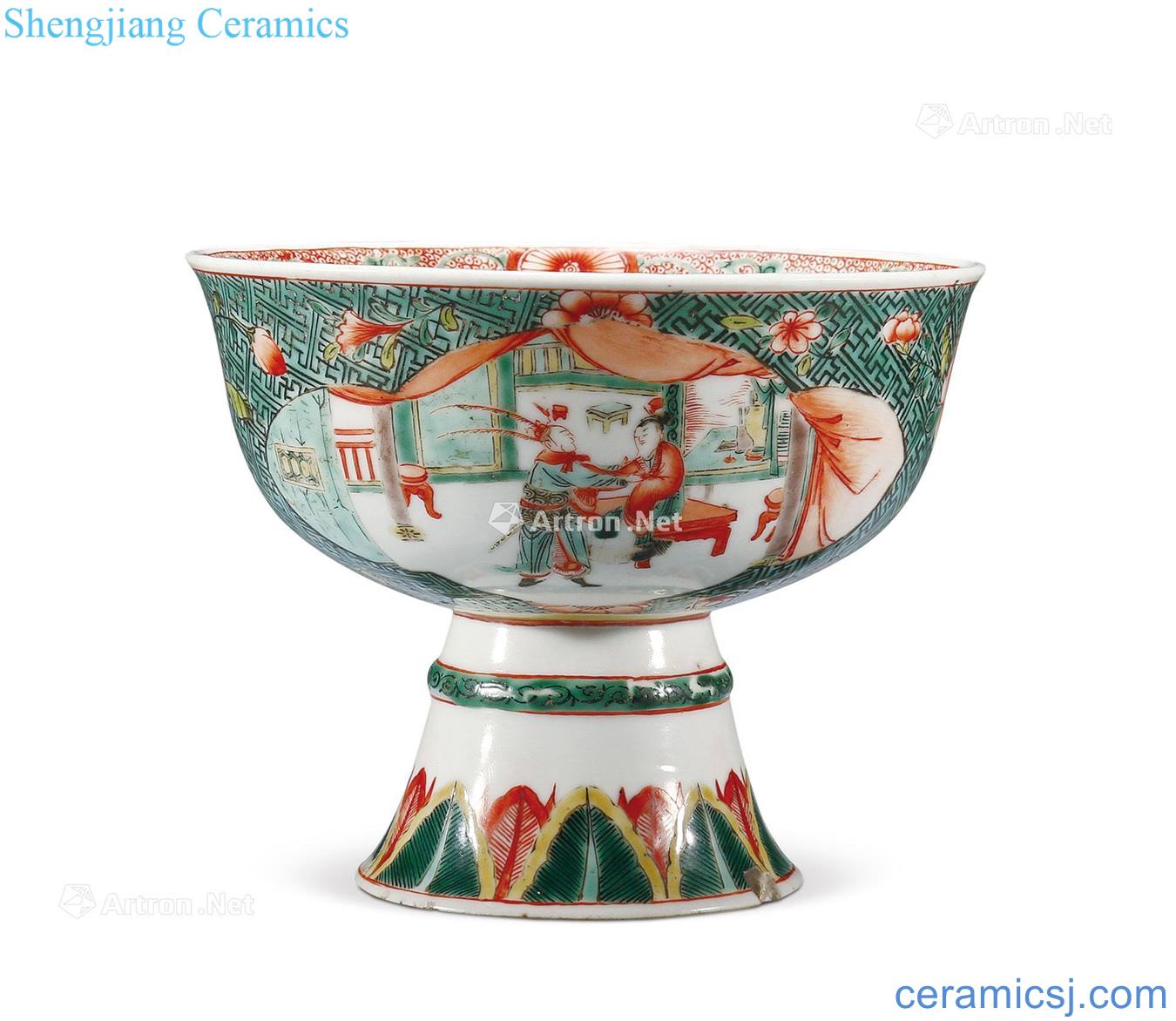 The qing emperor kangxi colorful stories of medallion footed bowl
