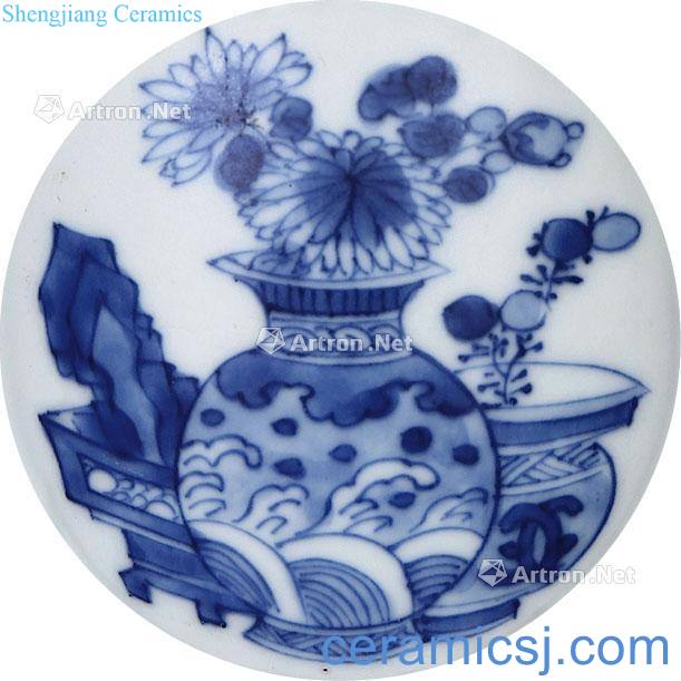 The qing emperor kangxi Blue and white rich ancient poetry lotus seeds cans