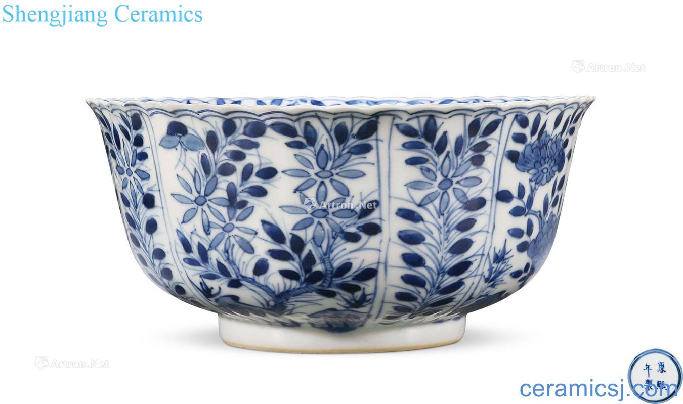 The qing emperor kangxi Blue and white flower green-splashed bowls