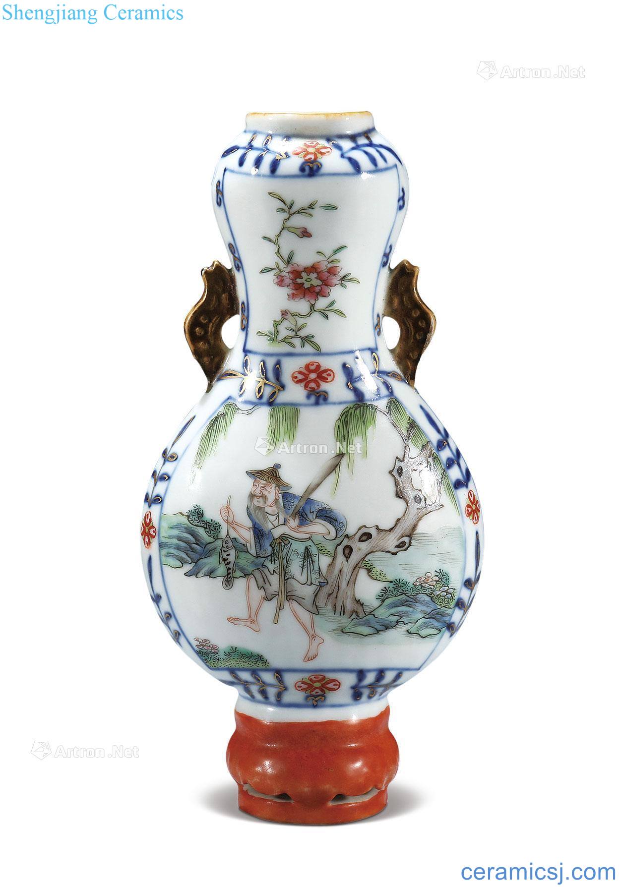 Qing qianlong pastel profit figure wall bottles