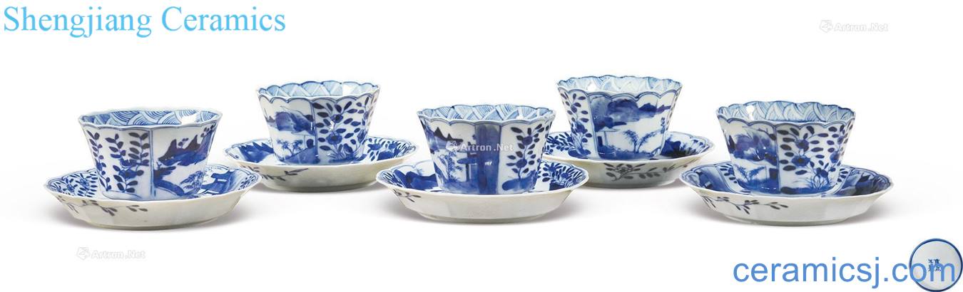 Qing guangxu Blue and white landscape pattern plates (five sets)