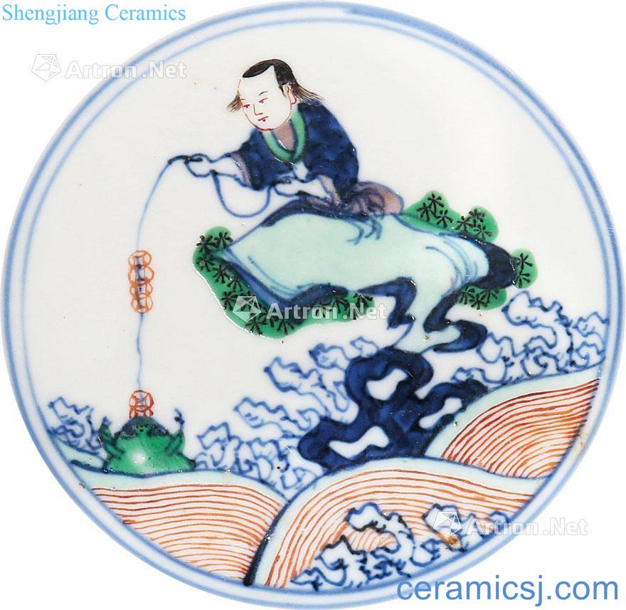 The qing emperor kangxi colorful figure baby play flower mouth bowl (a)