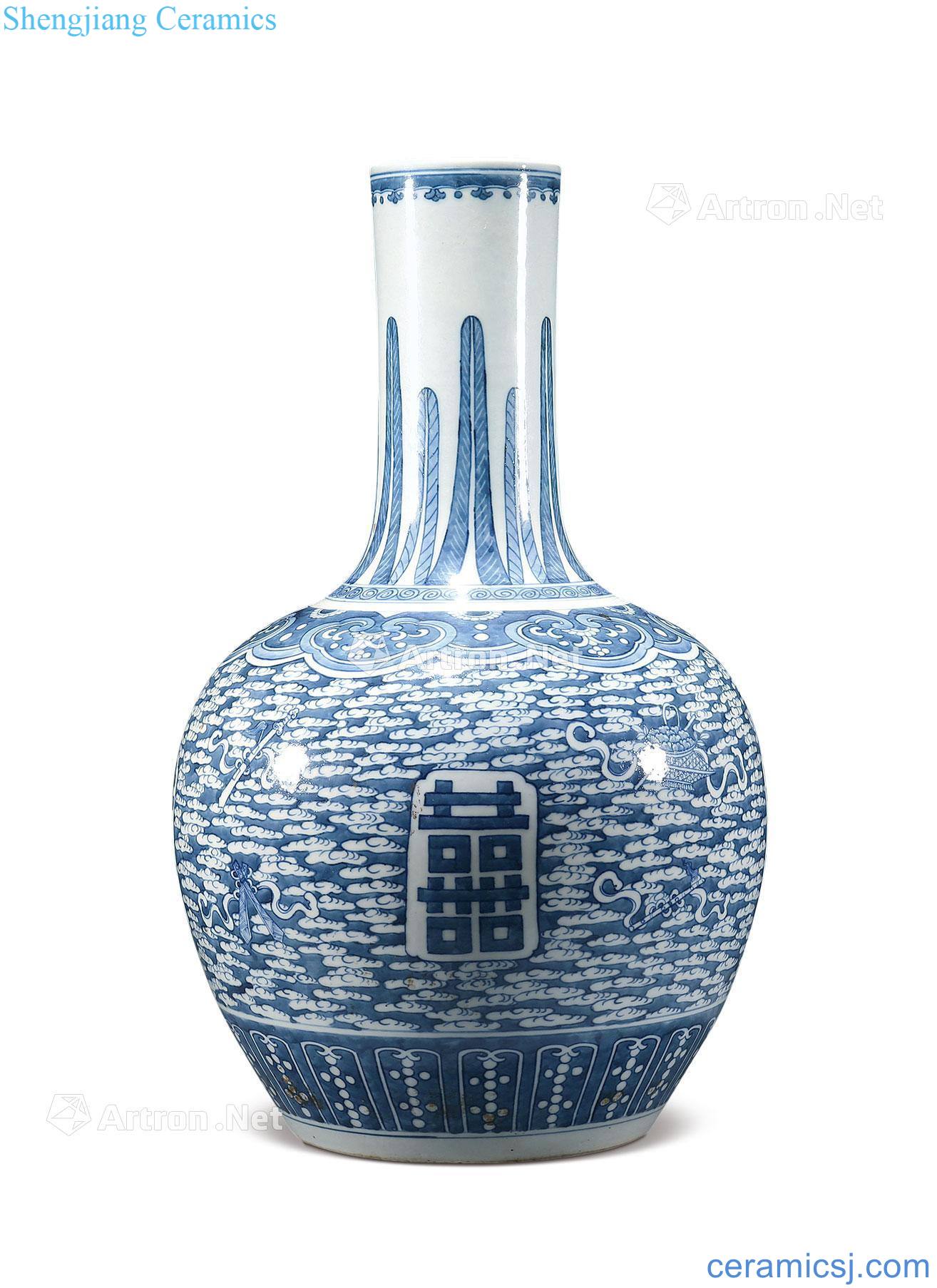 qing Blue and white happy character tree