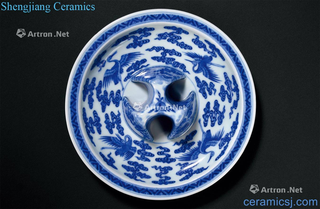[] qing qianlong dynasty Kiln porcelain fukuyama ShouHaiYun crane grain jue