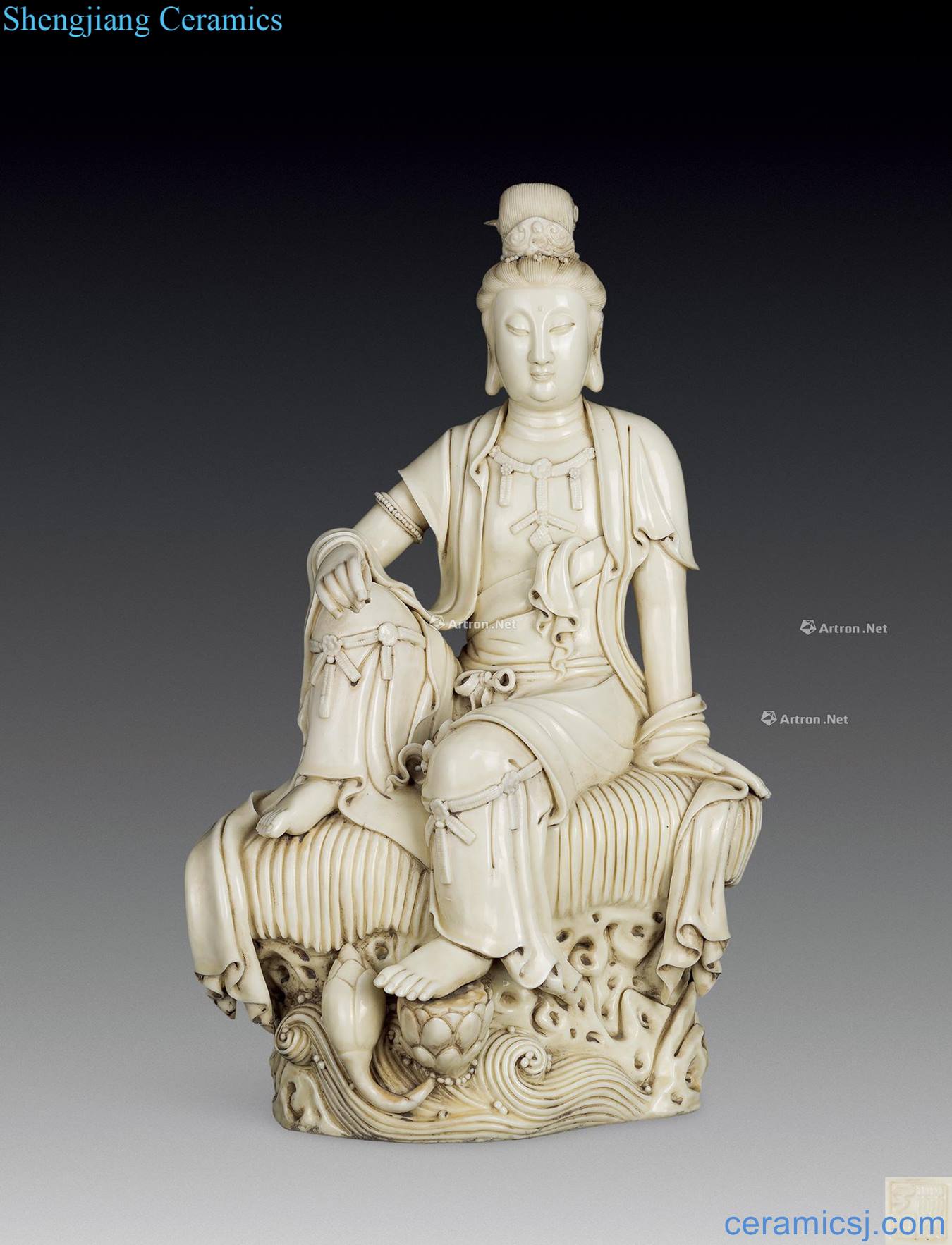 Ming "Lin Zixin" dehua white porcelain guanyin cave