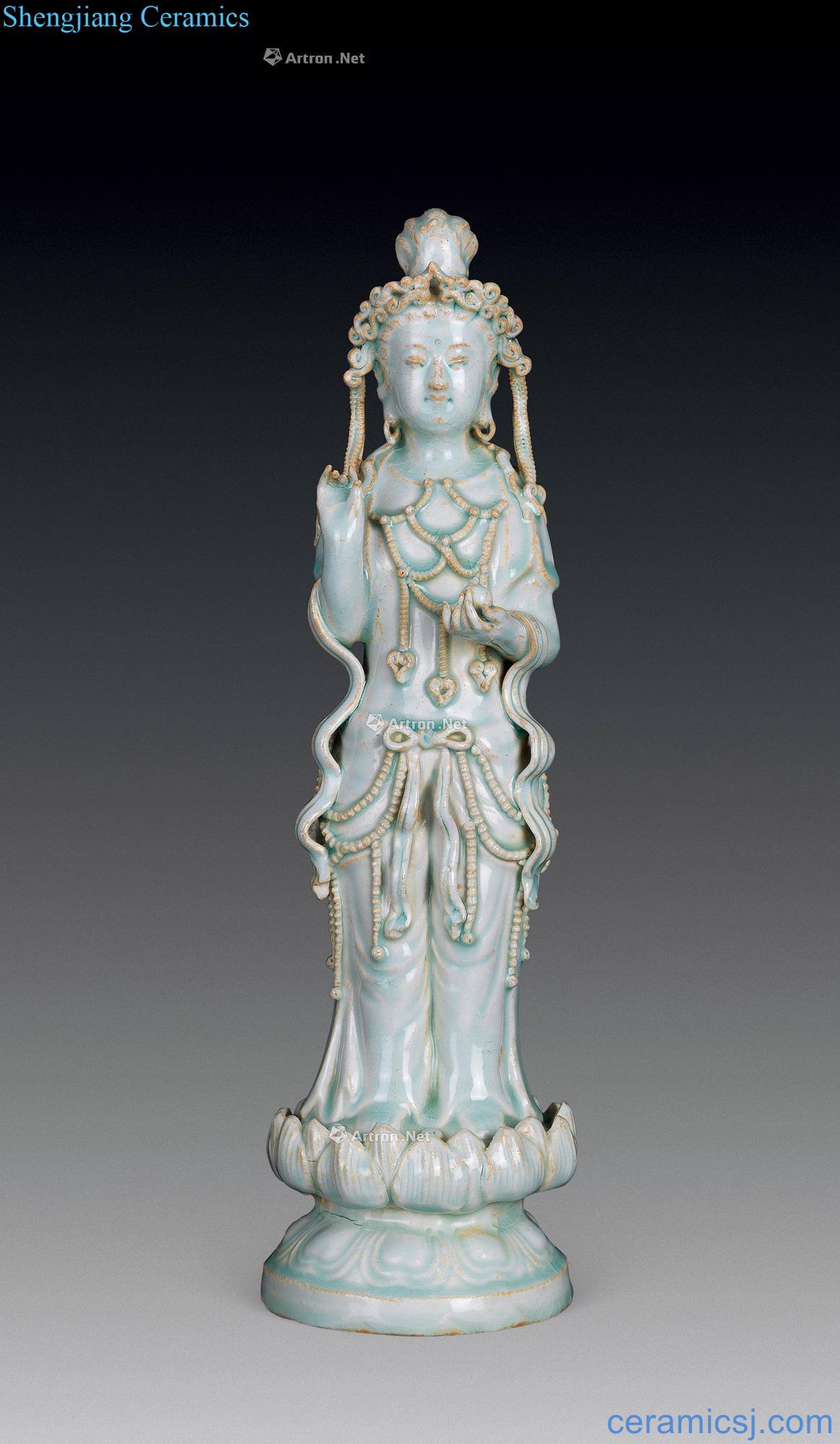 Song shadow blue beads guanyin stands resemble
