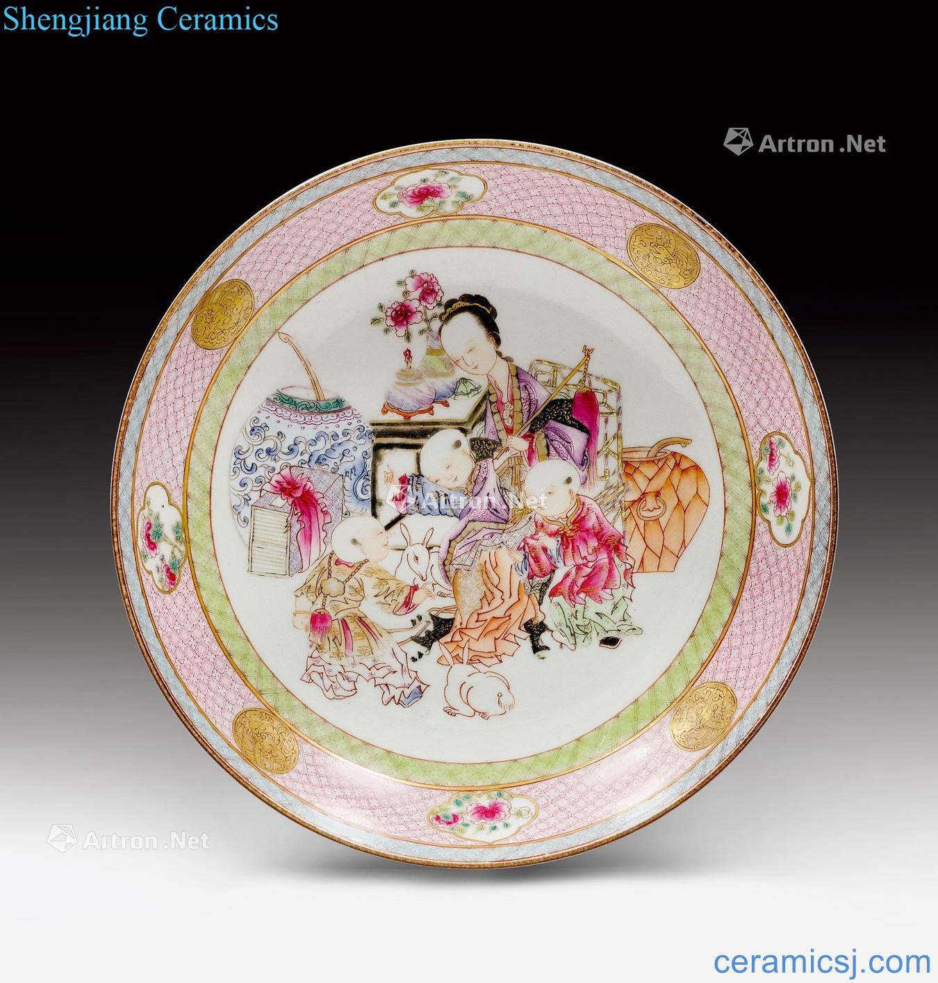 The yongzheng emperor kangxi years Pastel painting lady boy decorative plates