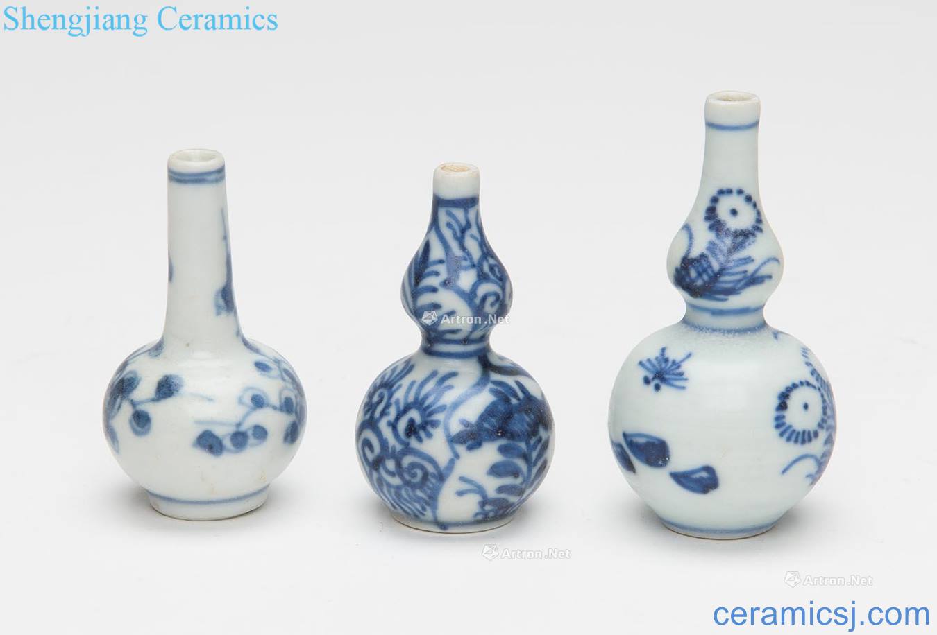 Kangxi about 1670 years Blue and white small gourd bottle (three)