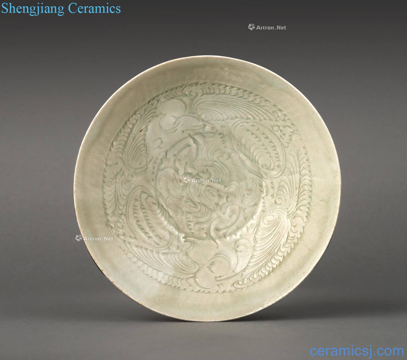 The southern song dynasty (1127-1279) and later Shadow green hand-cut bowl A shadow green bowl of the doll