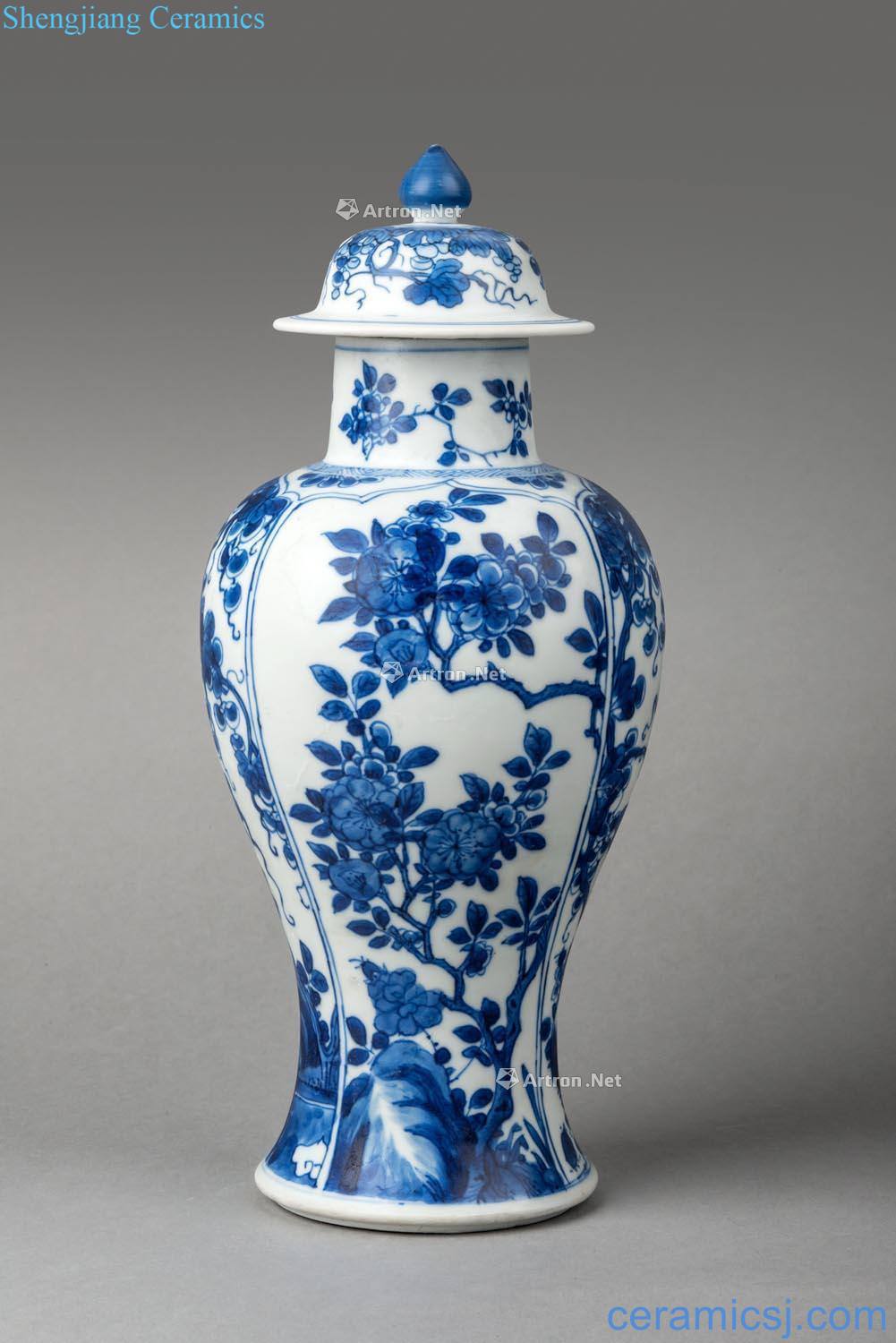 Kangxi about 1670 years Blue and white cover pot
