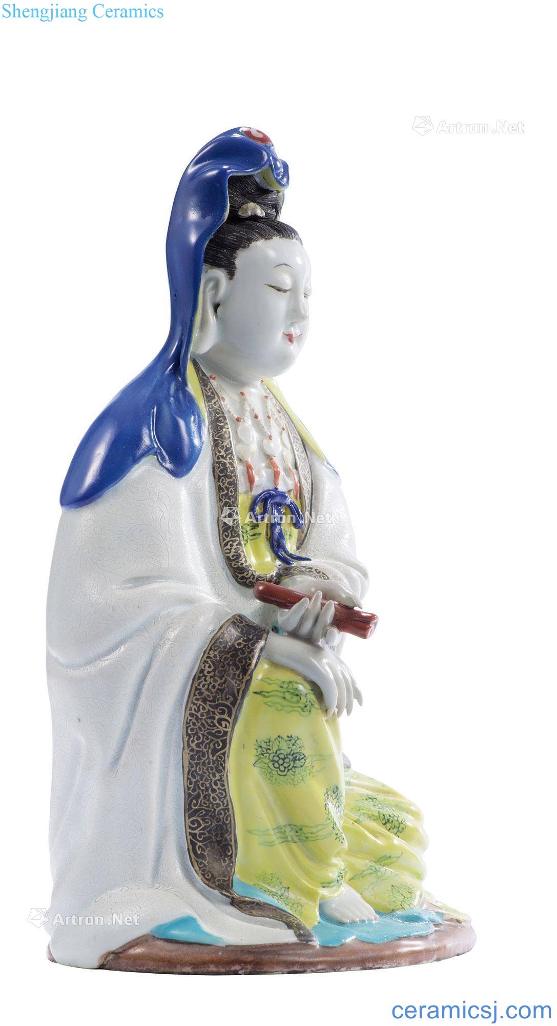 Qing qianlong pastel guanyin cave