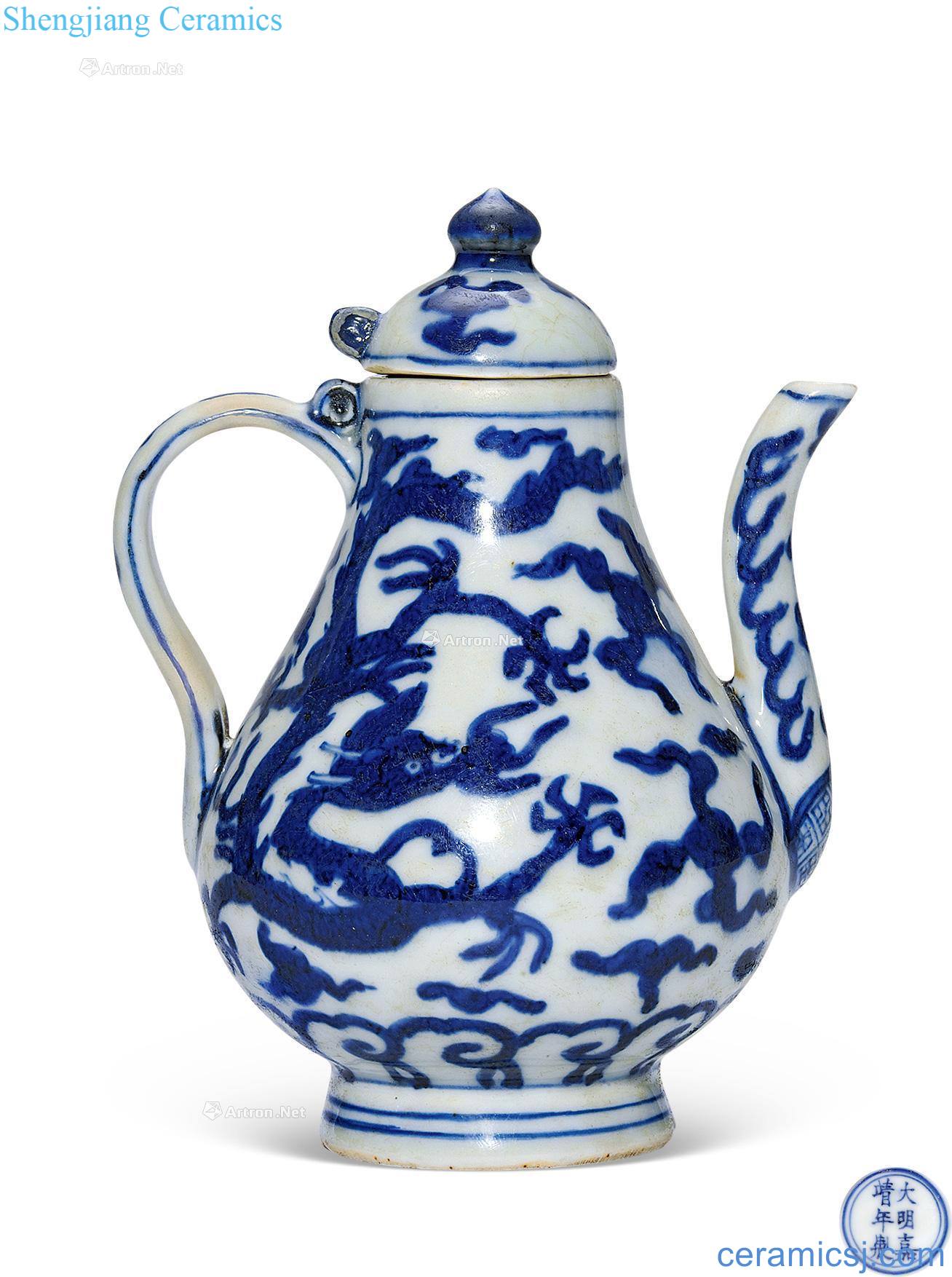Ming jiajing Blue and white dragon pear-shaped pot