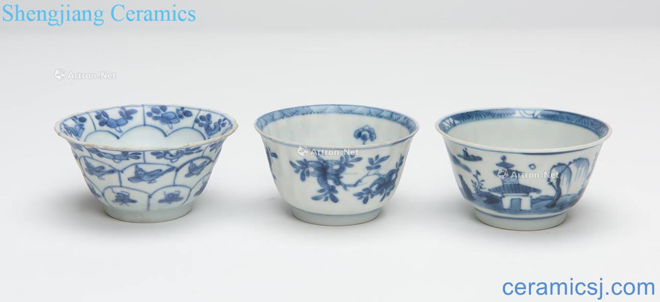 Kangxi about 1670 years Blue and white tea Dab (3 sets)