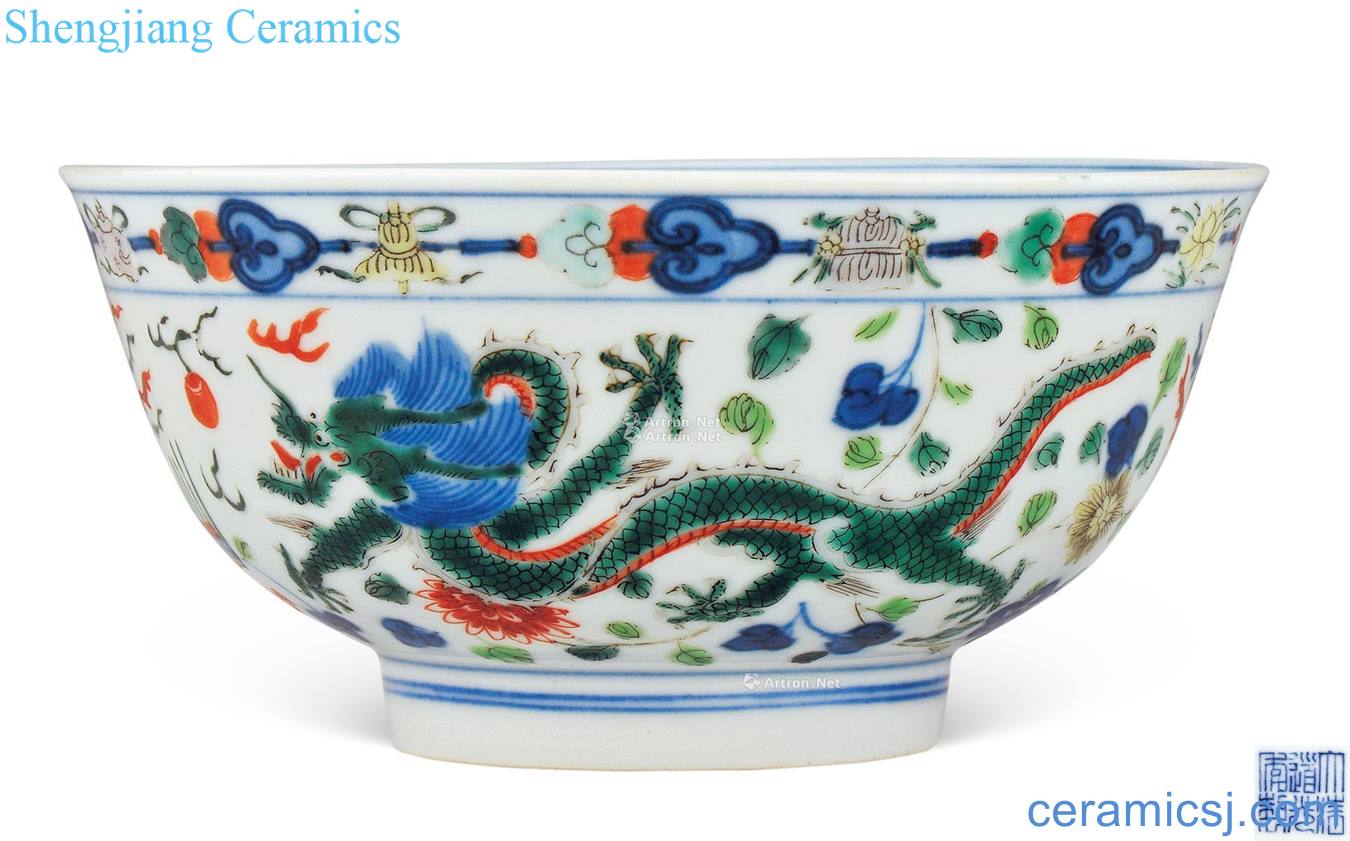 Qing daoguang Colorful longfeng bowl