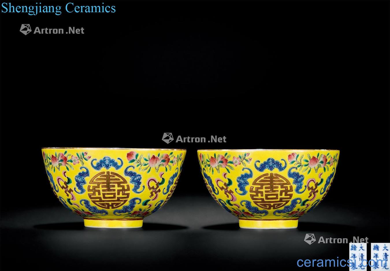 Pastel flowers green-splashed bowls reign of qing emperor guangxu (a)