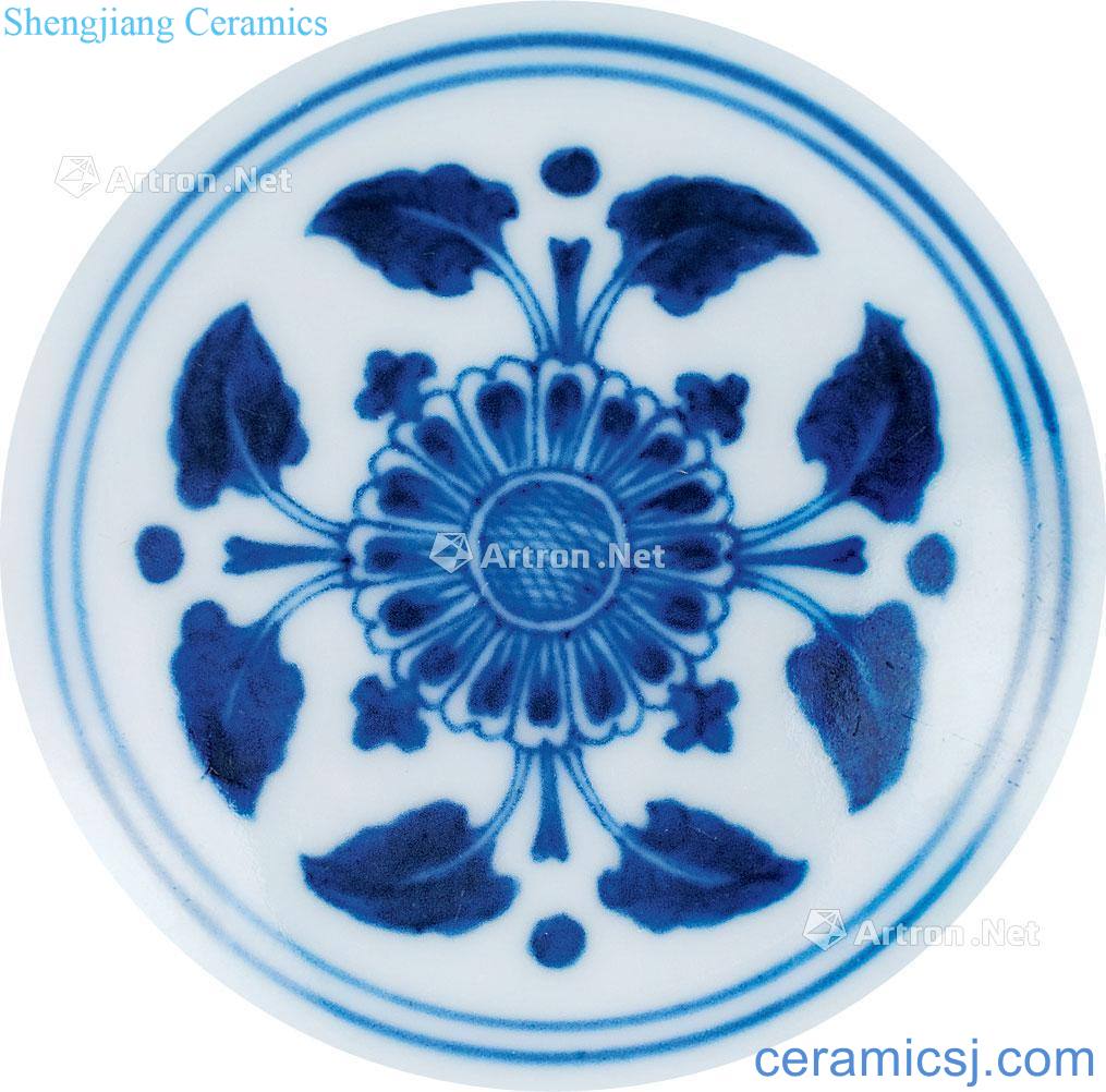 Qing qianlong Blue and white eight party branch flowers green-splashed bowls
