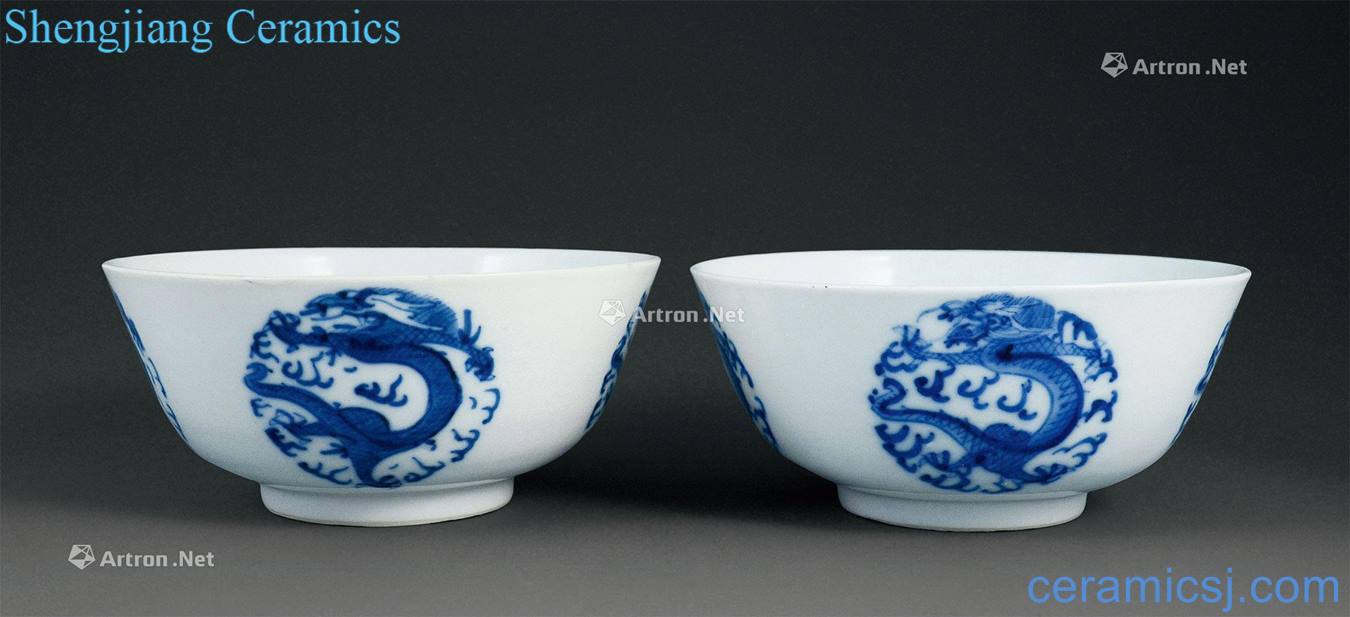 Qing dynasty blue and white dragon bowl
